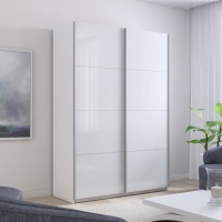 Шкаф-купе Прайм, 2дв. Белый Глянец/доводчики, 140х57х230, Белый снег