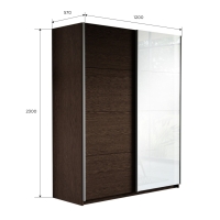 Шкаф-купе Прайм, 2дв. ДСП/Белый Глянец/доводчики, 120х57х230, Венге