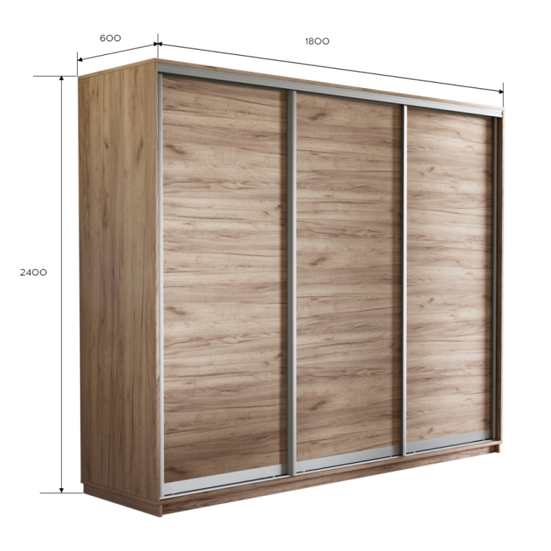 Шкаф-купе Экспресс 3дв.-ДСП, 180х60х240, Крафт табачный