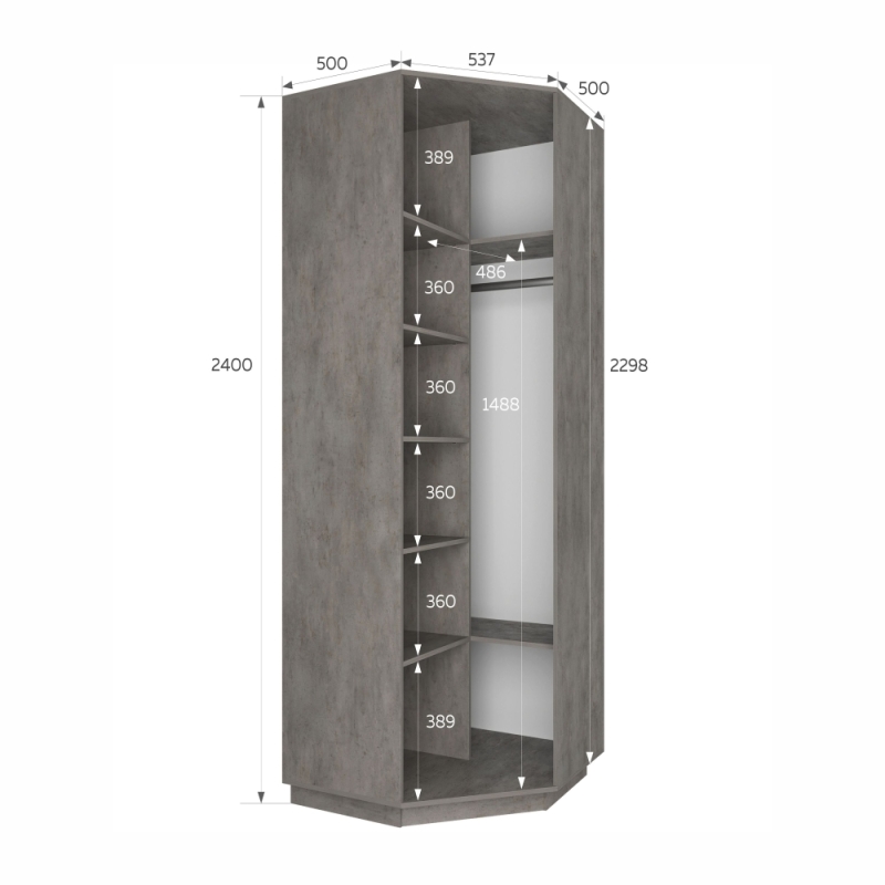Шкаф распашной Распашной Угловой Экспресс 90х90х240 см