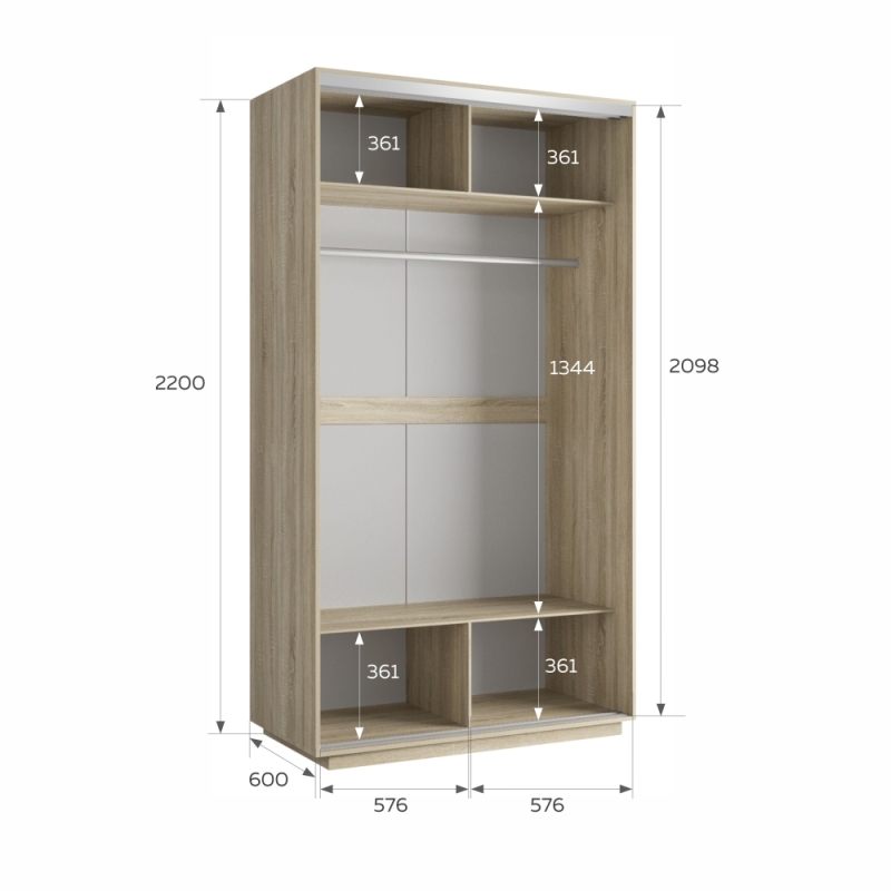 Шкаф-купе Экспресс Хит, 2дв.-ДСП, 120х60х220, Сонома