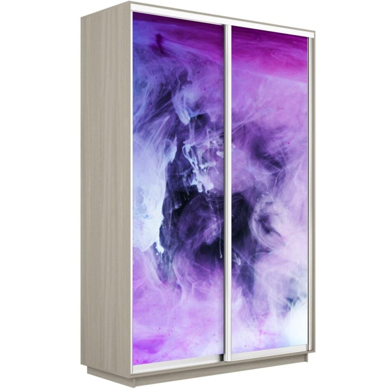 Шкаф-купе Фотопечать, 2дв. Фиолетовый дым, 160х45х220, Ясень шимо светлый