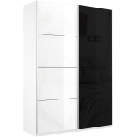 Шкаф-купе Прайм, 2дв. Белый Глянец/Стекло черное/доводчики, 140х57х230, Белый снег