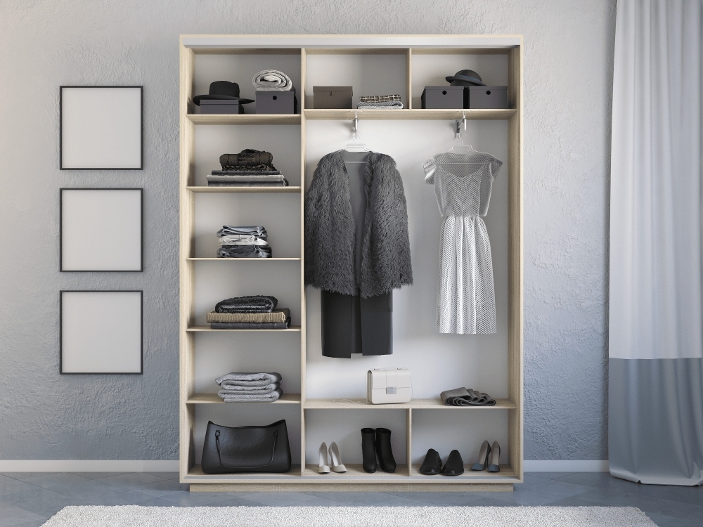 Шкаф-купе Фотопечать 3дв. Абстракция бело-голубая, 180х45х220, Сонома