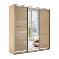 Шкаф-купе Экспресс 3дв. ДСП/Зеркало/ДСП, 180х45х240, Сонома