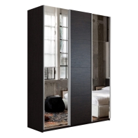 Шкаф-купе Прайм, 3дв. Зеркало/ДСП/Зеркало/доводчики, 180х57х230, Венге