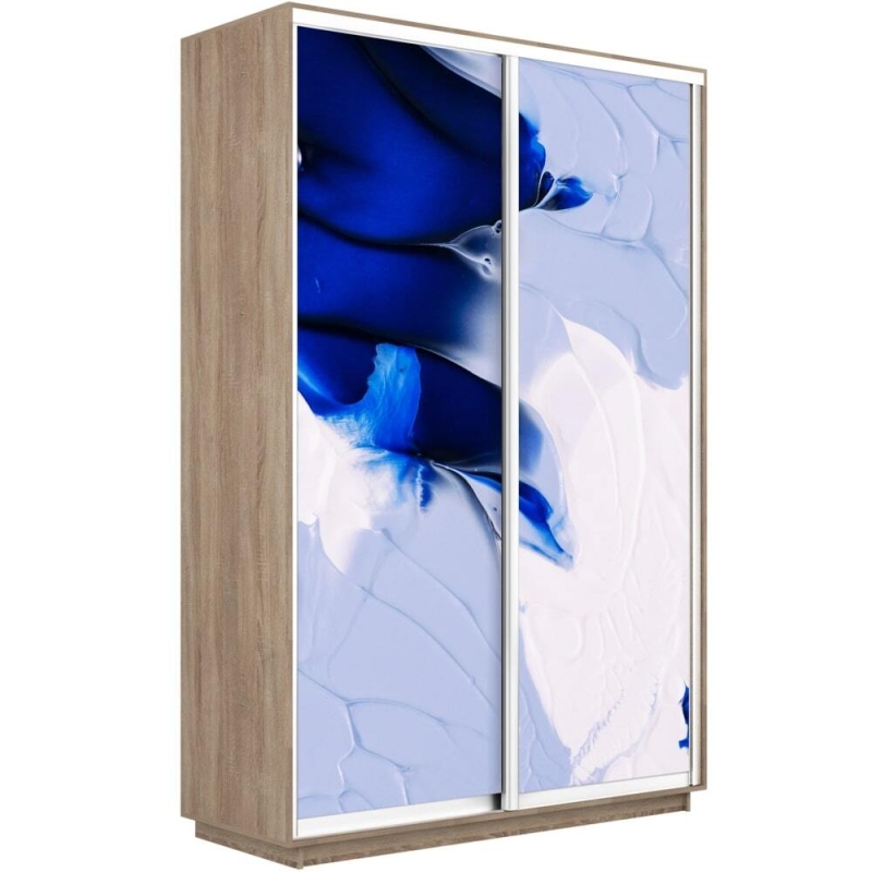 Шкаф-купе Фотопечать, 2дв. Абстракция бело-голубая, 140х60х220, Сонома