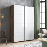 Шкаф-купе Прайм, 2дв. Белый Глянец/доводчики, 140х57х230, Крафт табачный