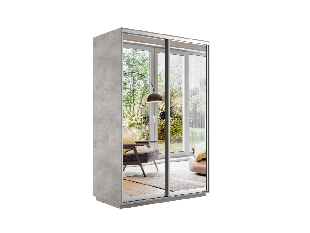 Шкаф-купе Экспресс, 2дв.-Зеркала, 160х60х220, Бетон