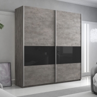 Шкаф-купе Прайм, 2дв. ДСП/Стекло черное/доводчики, 160х57х230, бетон стекло черное