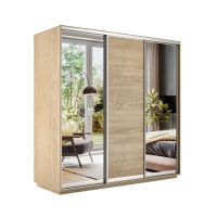 Шкаф-купе Экспресс 3дв. Зеркало/ДСП/Зеркало, 180х60х240, Сонома