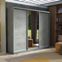 Шкаф-купе Экспресс 3дв. ДСП/Зеркало/ДСП, 180х45х240, Бетон