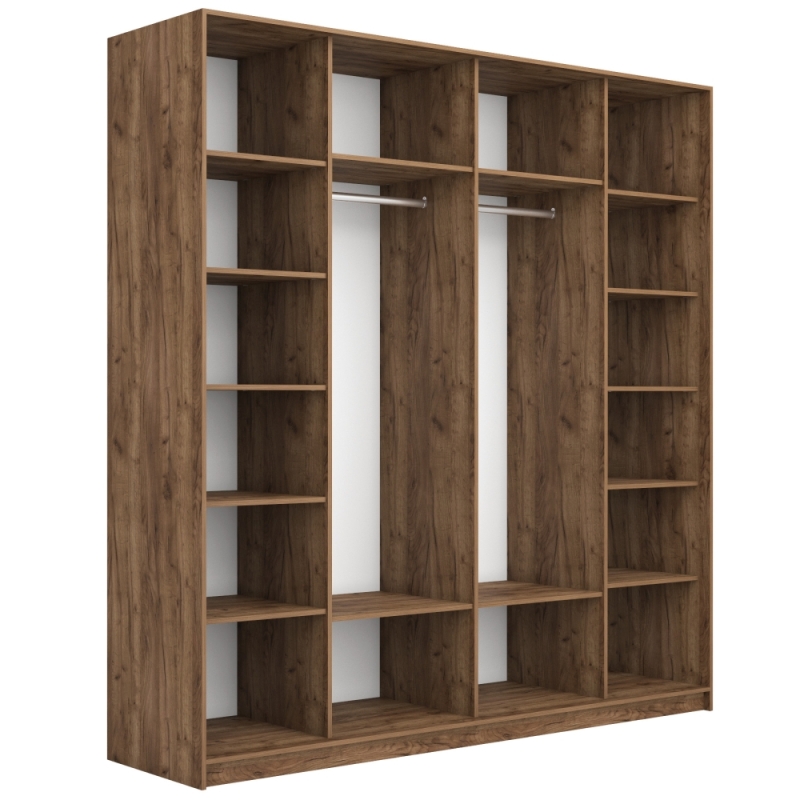 Шкаф-купе Широкий Прайм 2дв. ДСП/Стекло белое/доводчики, 220х57х230, крафт табачный стекло белое