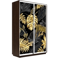 Шкаф-купе Фотопечать, 2дв. Листья золото, 160х60х240, Венге