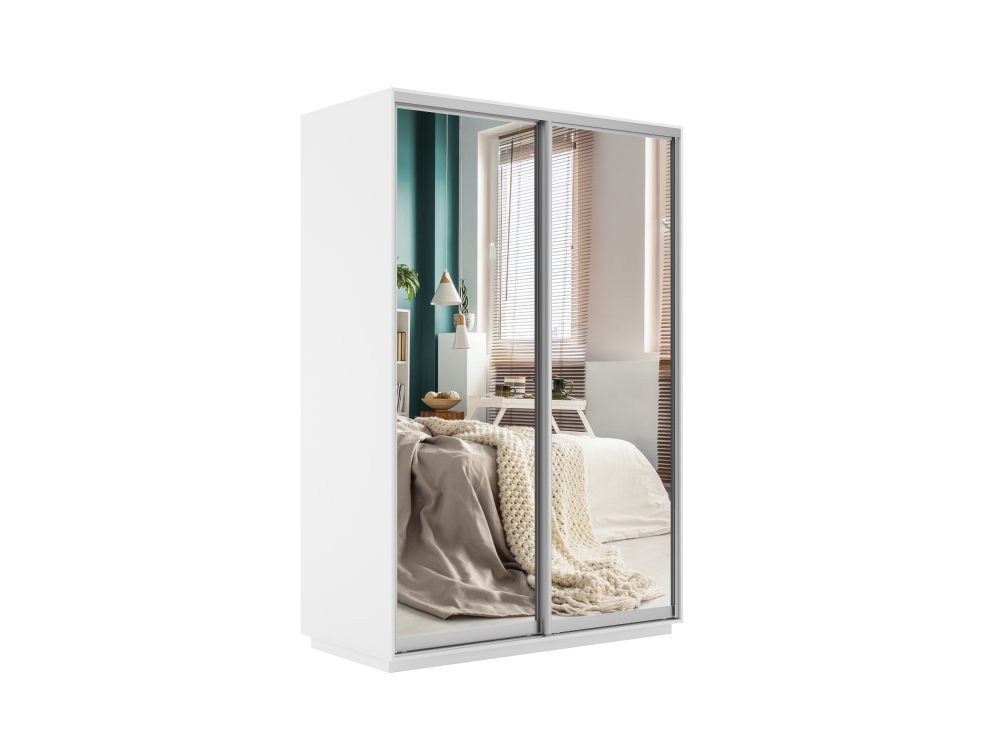 Шкаф-купе Экспресс, 2дв.-Зеркала, 140х60х220, Белый Снег