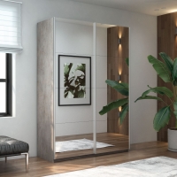 Шкаф-купе Прайм, 2дв.-Зеркало/доводчики, 120х57х230, Бетон