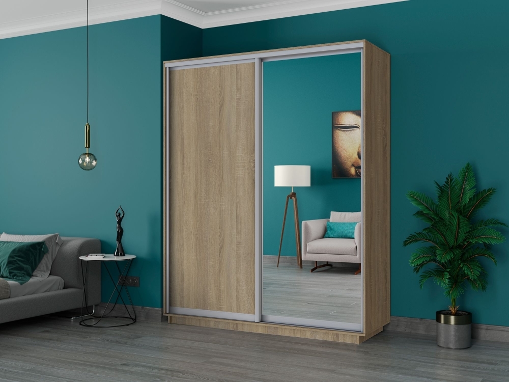 Шкаф-купе Экспресс, 2дв. ДСП/Зеркало, 180х45х240, Сонома