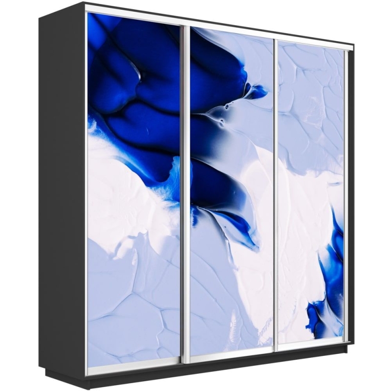 Шкаф-купе Фотопечать 3дв. Абстракция бело-голубая, 180х45х220, Серый диамант