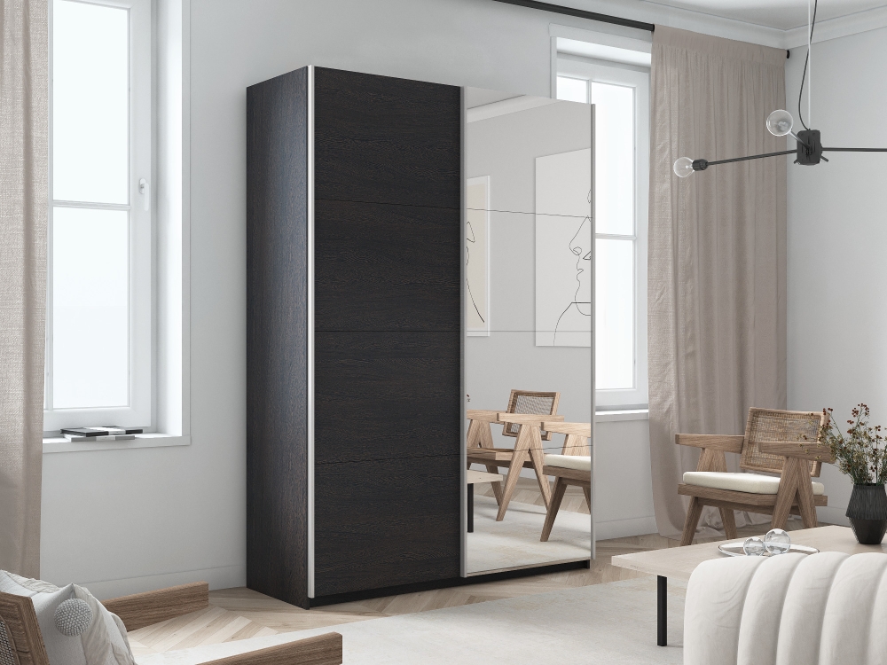 Шкаф-купе Прайм, 2дв. ДСП/Зеркало/доводчики, 160х57х230, Венге