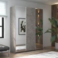 Шкаф-купе Прайм, 3дв. Зеркало/ДСП/Зеркало/доводчики, 210х57х230, Бетон