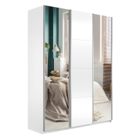 Шкаф-купе Прайм, 3дв. Зеркало/ДСП/Зеркало/доводчики, 180х57х230, Белый Снег