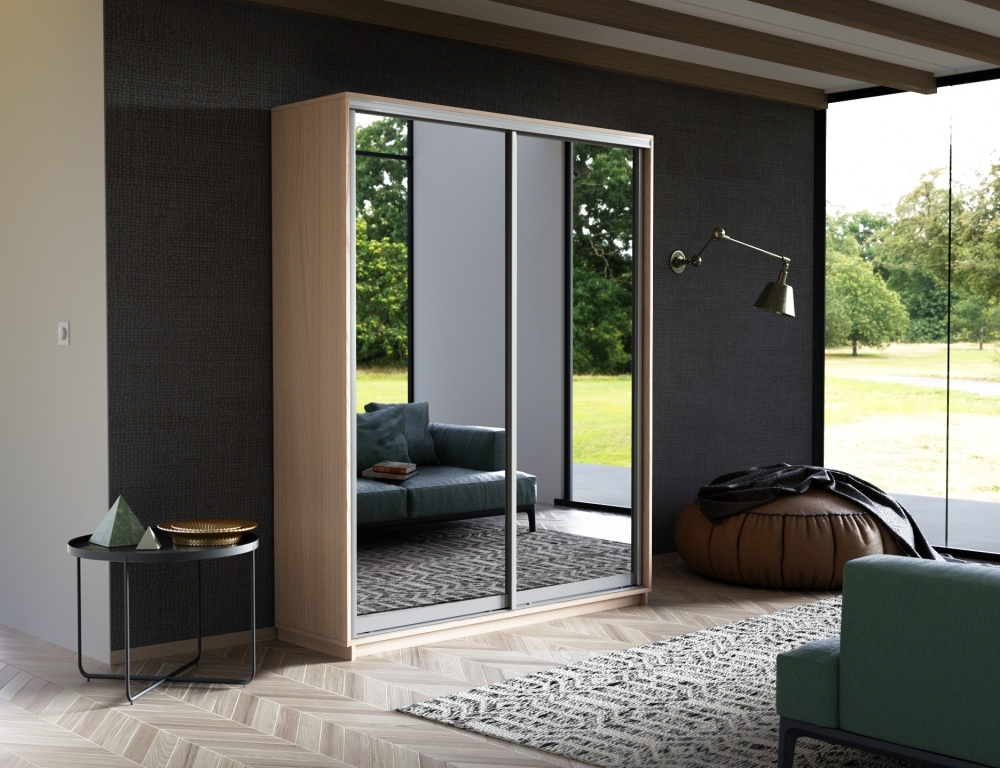 Шкаф-купе Экспресс, 2дв.-Зеркала, 120х45х240, Ясень шимо светлый