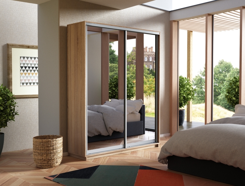 Шкаф-купе Экспресс, 2дв.-Зеркала, 160х45х220, Сонома