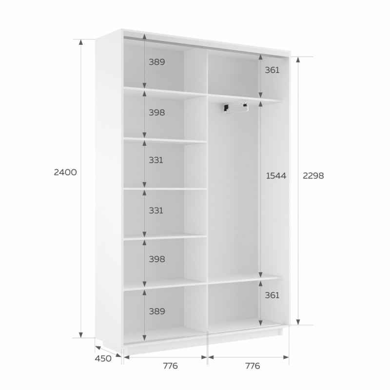 Шкаф-купе Фотопечать, 2дв. Фиолетовый дым, 160х45х240, Белый снег
