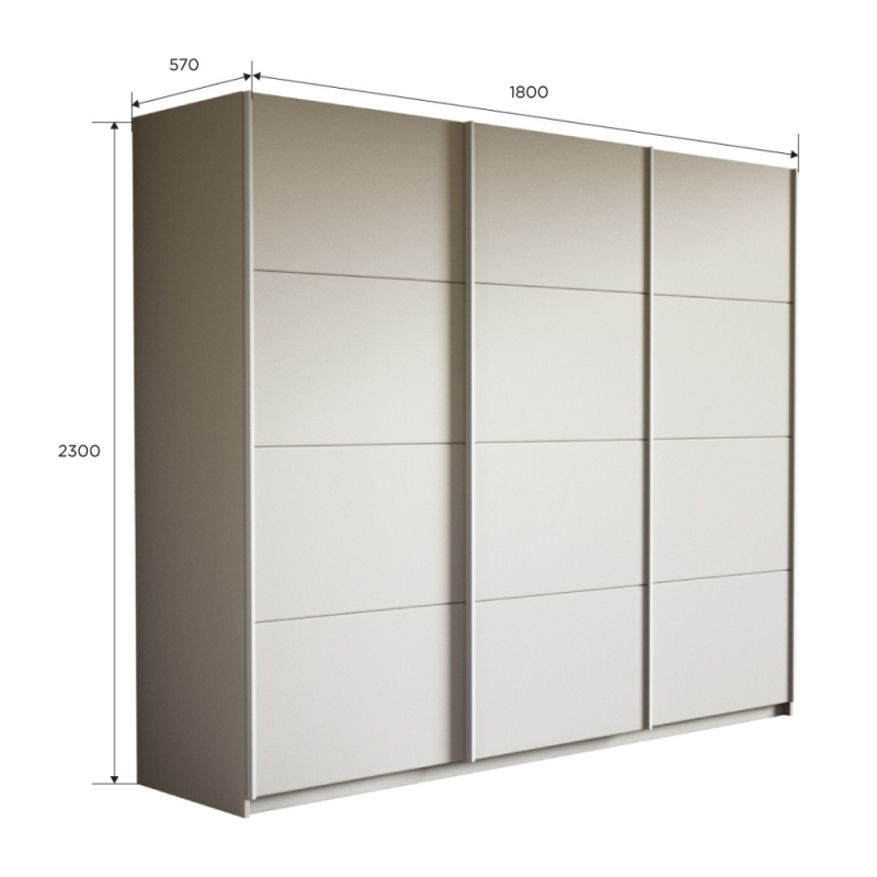 Шкаф-купе Прайм 3дв.-ДСП/доводчики, 180х57х230, Белый Снег