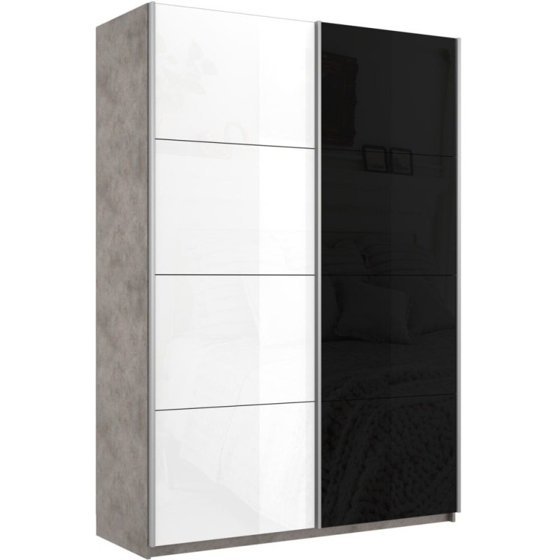 Шкаф-купе Прайм, 2дв. Белый Глянец/Стекло черное/доводчики, 120х57х230, Бетон