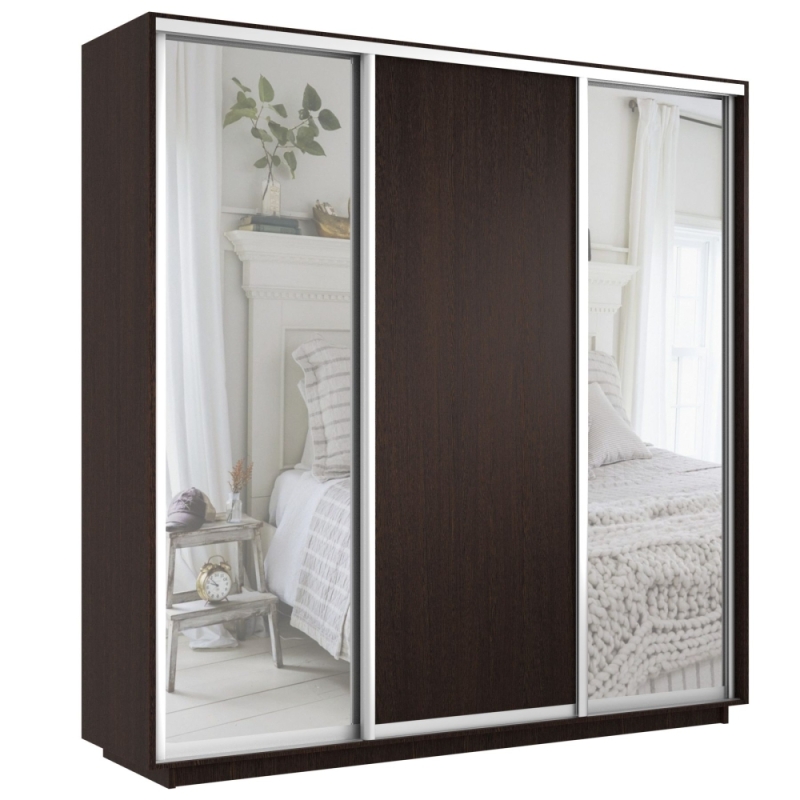 Шкаф-купе Экспресс 3дв. Зеркало/ДСП/Зеркало, 240х60х220, Венге