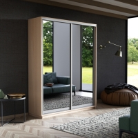 Шкаф-купе Экспресс, 2дв.-Зеркала, 140х45х240, Ясень Шимо светлый