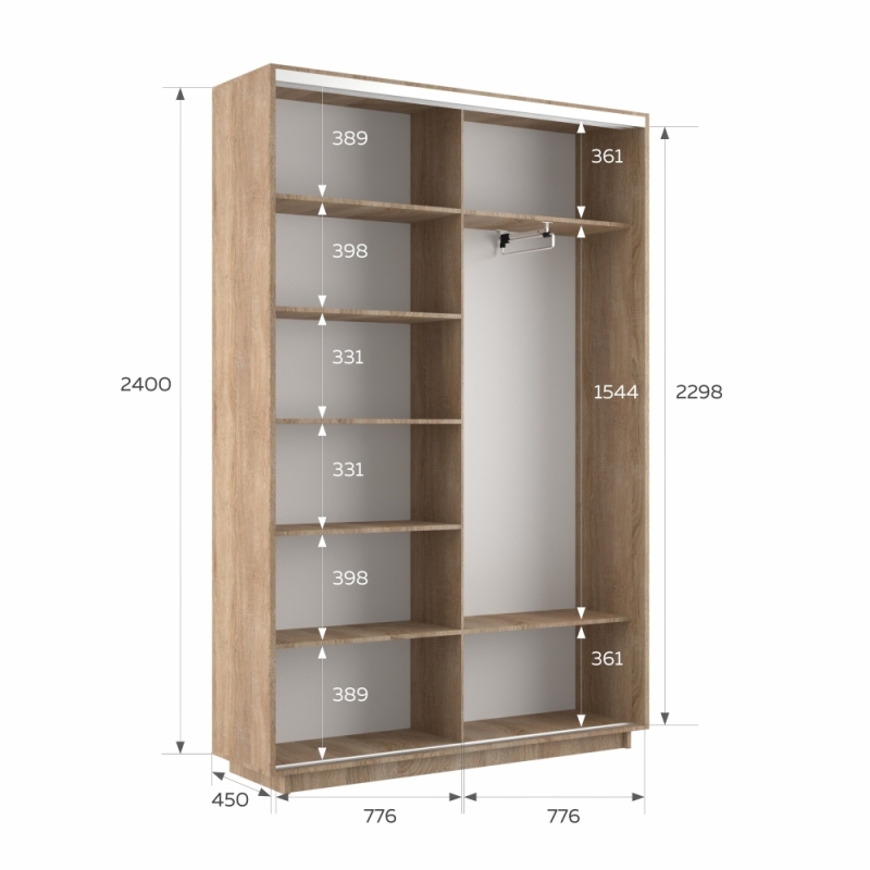 Шкаф-купе Фотопечать, 2дв. Абстракция серая, 160х45х240, Сонома