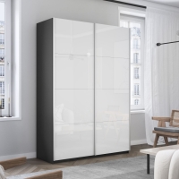 Шкаф-купе Прайм, 2дв. Белый Глянец/доводчики, 120х57х230, Серый диамант