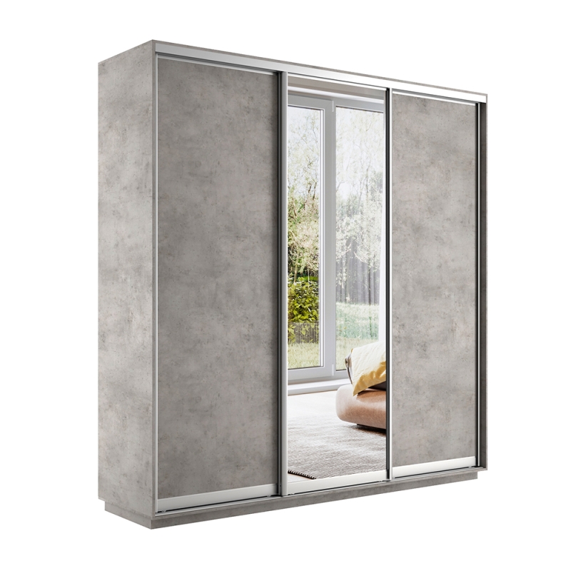 Шкаф-купе Экспресс 3дв. ДСП/Зеркало/ДСП, 180х45х240, Бетон