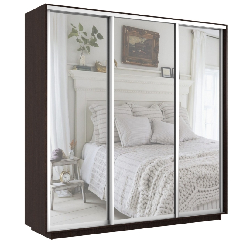 Шкаф-купе Экспресс 3дв.-зеркала, 210х45х240, Венге
