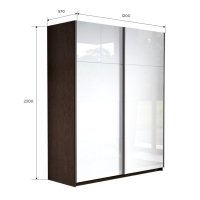 Шкаф-купе Прайм, 2дв. Белый Глянец/доводчики, 120х57х230, Венге