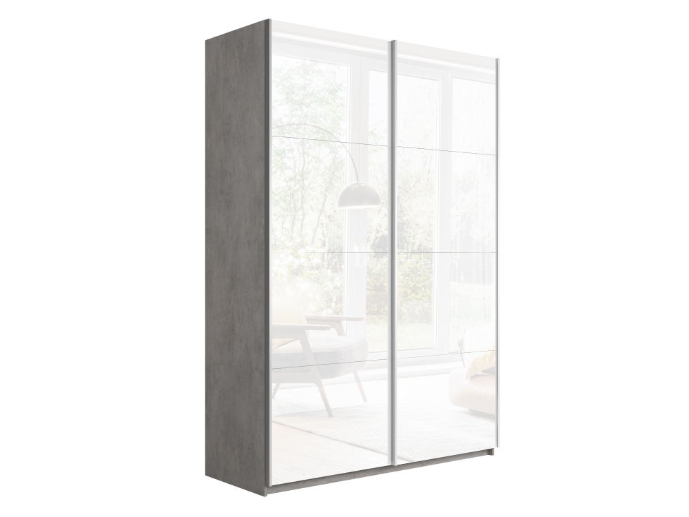 Шкаф-купе Прайм, 2дв. Белый Глянец/доводчики, 120х57х230, Бетон