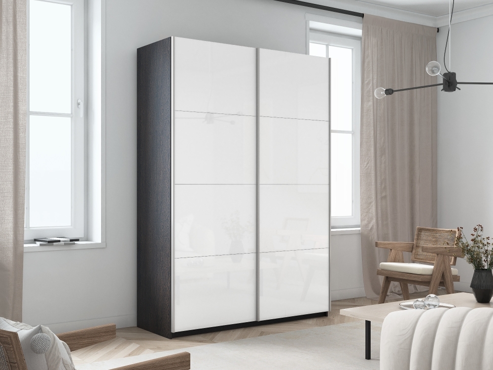 Шкаф-купе Прайм, 2дв. Белый Глянец/доводчики, 120х57х230, Венге