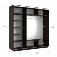 Шкаф-купе Фотопечать 3дв. Абстракция серая, 180х60х220, Венге