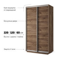 Шкаф-купе Экспресс Хит, 2дв.-ДСП, 120х60х220, Крафт табачный