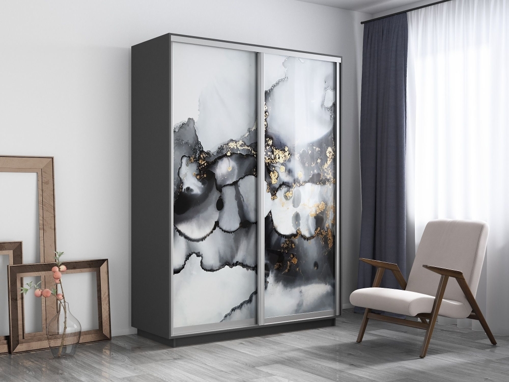 Шкаф-купе Фотопечать, 2дв. Абстракция серая, 160х45х220, Серый диамант