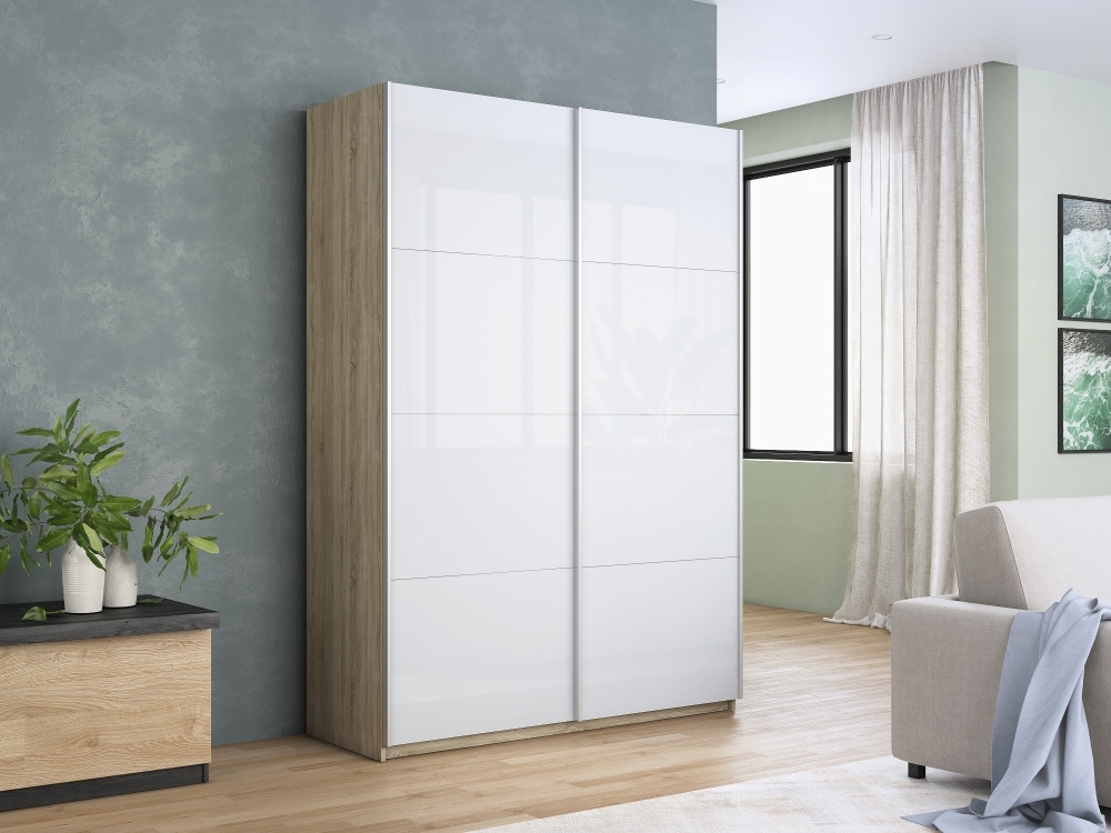 Шкаф-купе Прайм, 2дв. Белый Глянец/доводчики, 120х57х230, Сонома