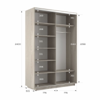 Шкаф-купе Экспресс, 2дв.-Зеркала, 160х60х240, Ясень шимо светлый