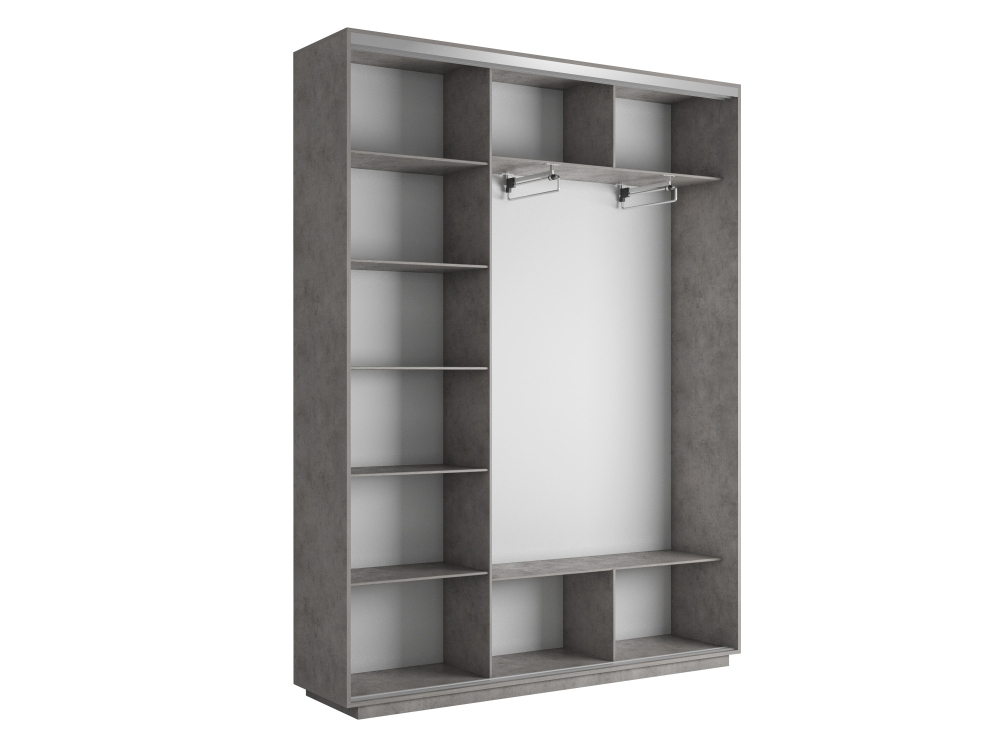 Шкаф-купе Экспресс 3дв. ДСП/Зеркало/ДСП, 240х45х240, Бетон