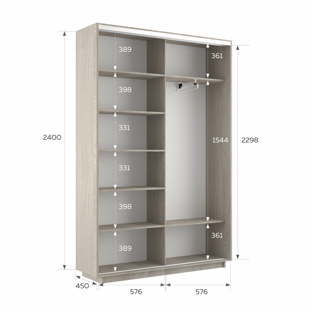 Шкаф-купе Фотопечать, 2дв. Абстракция серая, 120х45х240, Ясень шимо светлый