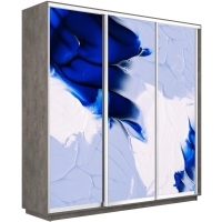 Шкаф-купе Фотопечать 3дв. Абстракция бело-голубая, 180х60х240, Бетон