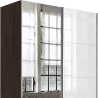 Шкаф-купе Прайм, 2дв. Зеркало/Белый Глянец/доводчики, 160х57х230, Венге