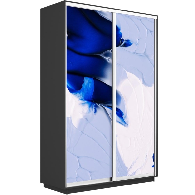 Шкаф-купе Фотопечать, 2дв. Абстракция бело-голубая, 140х60х240, Серый диамант