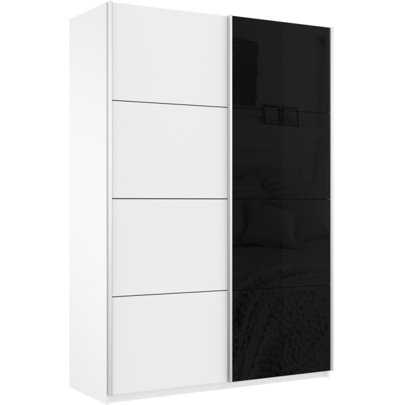 Шкаф-купе Прайм, 2дв. ДСП/Стекло черное/доводчики, 160х57х230, Белый снег